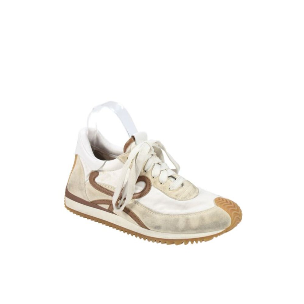 Loewe Womens Suede Flow Runner Sneakers Beige Size 8